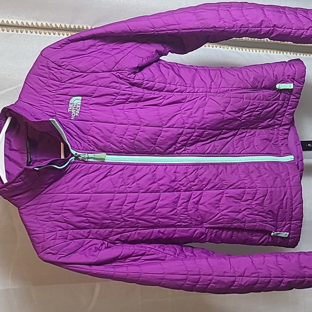 Women's THE NORTH FACE Pink/Purple w/ Green Accent Full-Zip Quilted Jacket Sz S
